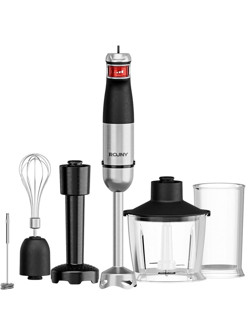 ROUNY Immersion Hand Blenders, 6 in 1 Handheld Blender, 1500W Brushless Motor,Steel Stick Blender with 12 Speed,Whisk,Beaker,Masher,Milk Frother,Food Processor for Kitchen and Food - Image 1